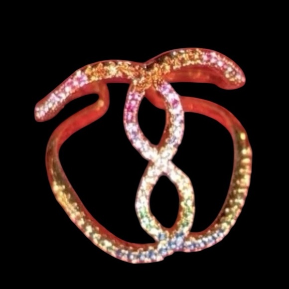 Vintage Jewelry - Fashion Luxe 18k Gold tone multi Rainbow crystal cocktail ring Size 8